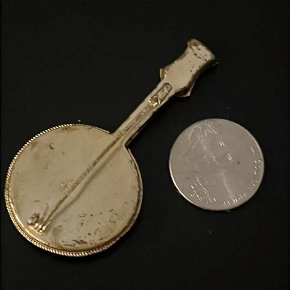 Vintage Multicolor Italian Mosaic Tile Floral Banjo Guitar Strings Brooch - Picture 6 of 6